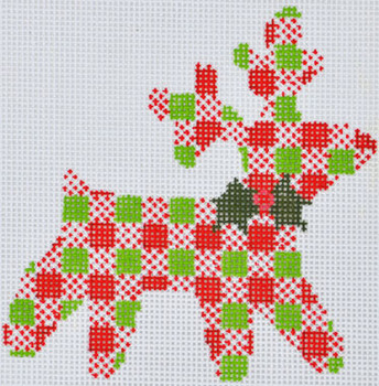 CH-396 Plaid Reindeer 4 x 4 18 Mesh CH Designs