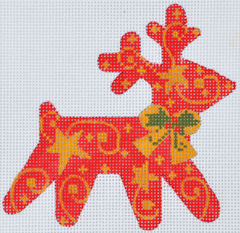 CH-397 Stars Reindeer 4 x 4 18 Mesh CH Designs