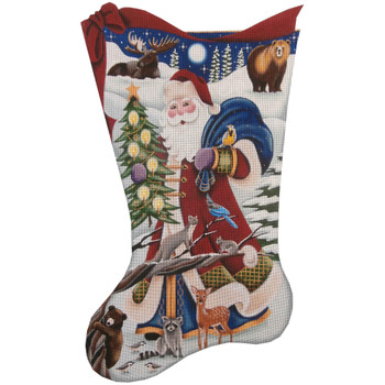 1389 Wilderness Santa Stocking 11" x 19" 13 Mesh Rebecca Wood Designs!