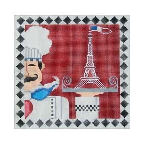 Pillow P119 The Paris Chef 7 X 7 18 Mesh Shelly Tribbey Designs