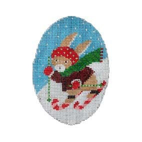 Christmas Ornament 13 Mesh C125-13 Snow Ski Bunny 3.75X5.2.5 Shelly Tribbey Designs
