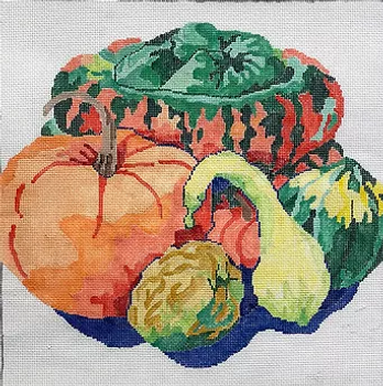 11w Farmers Market Squash Medley14" sq.. 13 mesh  Jean Smith Designs