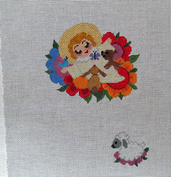 ASM-10	Nativity  A- Baby Jesus & Lamb	4"h 18 Mesh Tapestry Fair ANN  SPIESS  MILLS