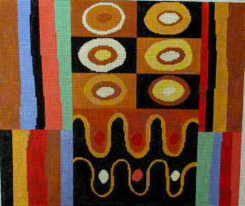 3019 A-Abstract Rug Design	16x13.5 13 Mesh Tapestry Fair 