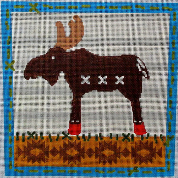 DTK-3 Log Cabin Series C - Moose 8x8.25 18 Mesh Tapestry Fair