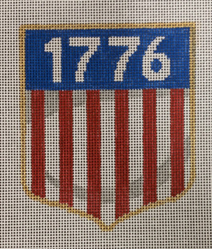 LL462F	Patriotic Ornaments - 1776 Shield 3.5" x 4.25" 18 Mesh Labors Of Love