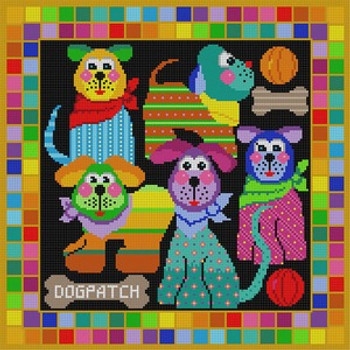 G-504 Colorful Dogs 12 Mesh 14x14 Treglown Designs