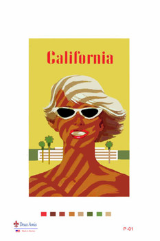 P-01 California Travel Poster 12 x 16 Deux Amis  Mesh