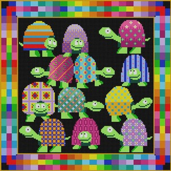 G-512 Colorful Turtles 12 Mesh 131⁄2 x 131⁄2 Treglown Designs