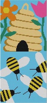 LP-187 Bees & Beehive 10 Mesh 8 x 18 Linda Pietz