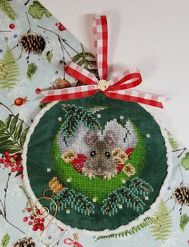 At Home for Christmas – Mouse ornament pattern 186 Blackberry Lane Designs  67w x 65h 18-2760