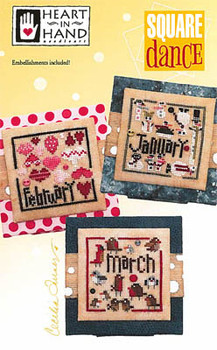 Square Dance (January - March)w/emb 40W x 40H Heart In Hand Needleart 19-1231