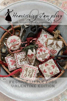 Festive Little Fobs 1 - Valentine Each 30 x 30 or smaller Heartstring Samplery 18-1181 YT