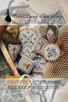 Festive Little Fobs 4 - Beekeeping Edition Heartstring Samplery approximately 30 x 30 or smaller for each 18-1823