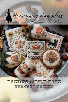 Festive Little Fobs 9 - Harvest Edition by Heartstring Samplery each approximately 30 x 30 or smaller 18-2426