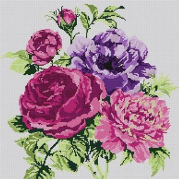 3313 Peony Bouquet 13 Mesh 15 x 15 Treglown Designs