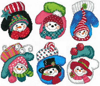 Snowman Mitten Ornaments 50w x 63h Imaginating 17-2156