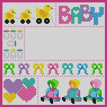 B-191 Baby Girl Announce 13 Mesh 71⁄4x71⁄4 Treglown Designs