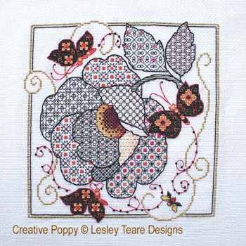 Blackwork Poppy by Lesley Teare 18-2781