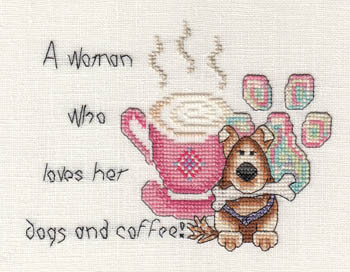 Woman Who Loves Her Dogs And Coffee 87w x 60h MarNic Designs 19-1240