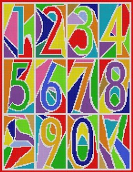 B-275A Abstract Numbrs Prim 13 Mesh 111⁄4 x 151⁄2 Treglown Designs