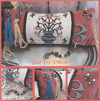 Blue Pot Pillow by Mani Di Donna H19-1326 YT