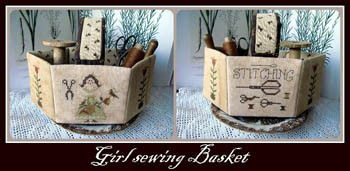 Girl Sewing Basket 100w x 110h Nikyscreations 17-1215 YT