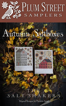 Autumn Saltboxes 63w x 81h Plum Street Samplers 18-2814 YT