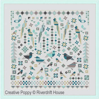 YT Birds Patchwork Style 170 x 171 by Riverdrift House