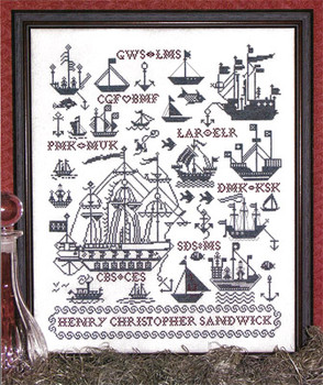 Sailing Ships Sampler 192 x 229 Rosewood Manor Designs 09-2057 YT