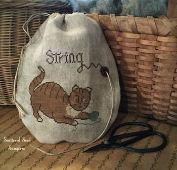 YT Miss Kitty's String Bag 84W x 73H by Scattered Seeds Samplers