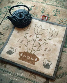 Tea Time Kettle Mat 87w x 90h by Scattered Seeds Samplers 18-1259 YT
