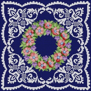 G-709 Floral Wreath Pattern 13 Mesh 14x14 Treglown Designs