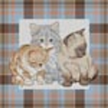 G-688 Kittens On Plaid 13 Mesh 14 x 14 Treglown Designs