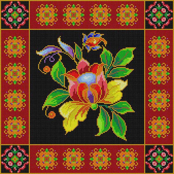 G-802 Ethnic Floral13 Mesh 13x13 Treglown Designs