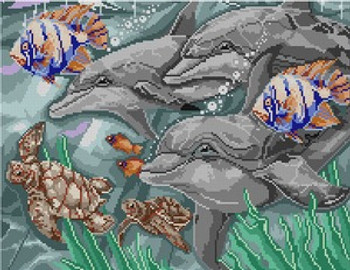 G-563 Dolphins & Friend 13 Mesh 15 x 111⁄2 Treglown Designs