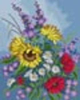 G-678 Sunflowers On Blue 13 Mesh 12 x 15 Treglown Designs