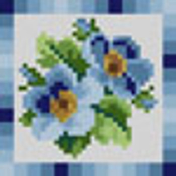 G-657 Blue Floral Stitch Samp 13 Mesh 12 x 12 Treglown Designs