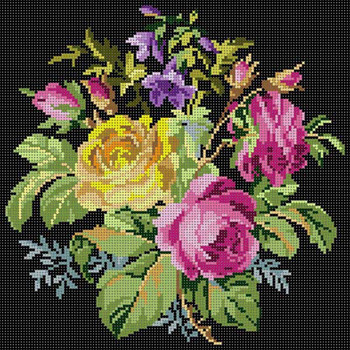 G-785 Rose Bouquet Black Background 13 Mesh 10 x 10 Treglown Designs