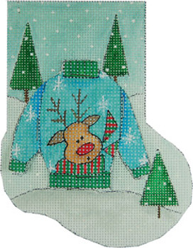 MNS-270 Reindeer Ugly Sweater Stocking 18 Mesh 4 x 6 Renaissance Designs 