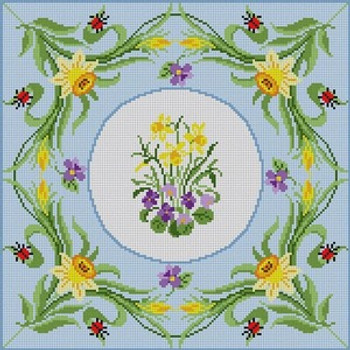 G-746 Daffodils & Violets 13 Mesh 121⁄4 x 121⁄4 Treglown Designs