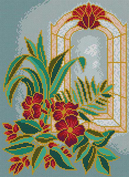 G-789 Stained Glass Hibiscus 13 Mesh 9 x 121⁄4 Treglown Designs