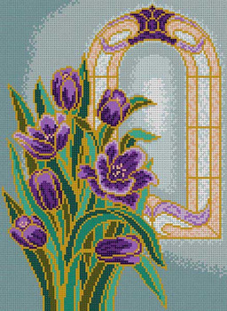G-790 Stained Glass Tulips 13 Mesh 9 x 121⁄4 Treglown Designs