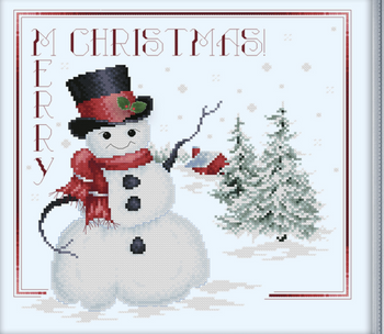 Merry Christmas Snowman 136 x 131 Kitty And Me Designs