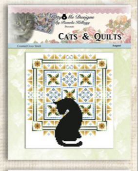 Cat And Quilt August Approximately 7 inches Square  on 28 count Kitty And Me Designs