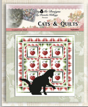 Cat And Quilt September Approximately 7 inches Square  on 28 count Kitty And Me Designs