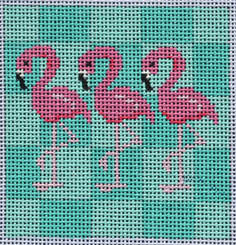 IS802 Flamingos Insert  3x3 18 mesh  Two Sisters Designs