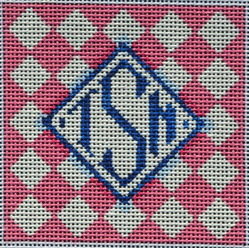 IS803P Harlequin Monogram Insert/Pink 3x3 18 mesh  Two Sisters Designs
