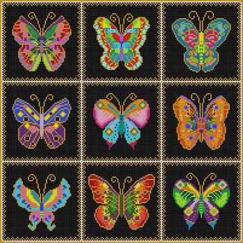 G-797 Cloisonné Butterflies 13 Mesh 151⁄2 x 151⁄2 Treglown Designs