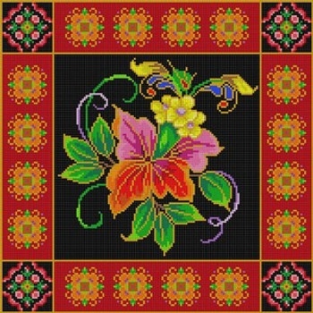 G-826 Ethnic Floral 13 Mesh 13 x 13 Treglown Designs